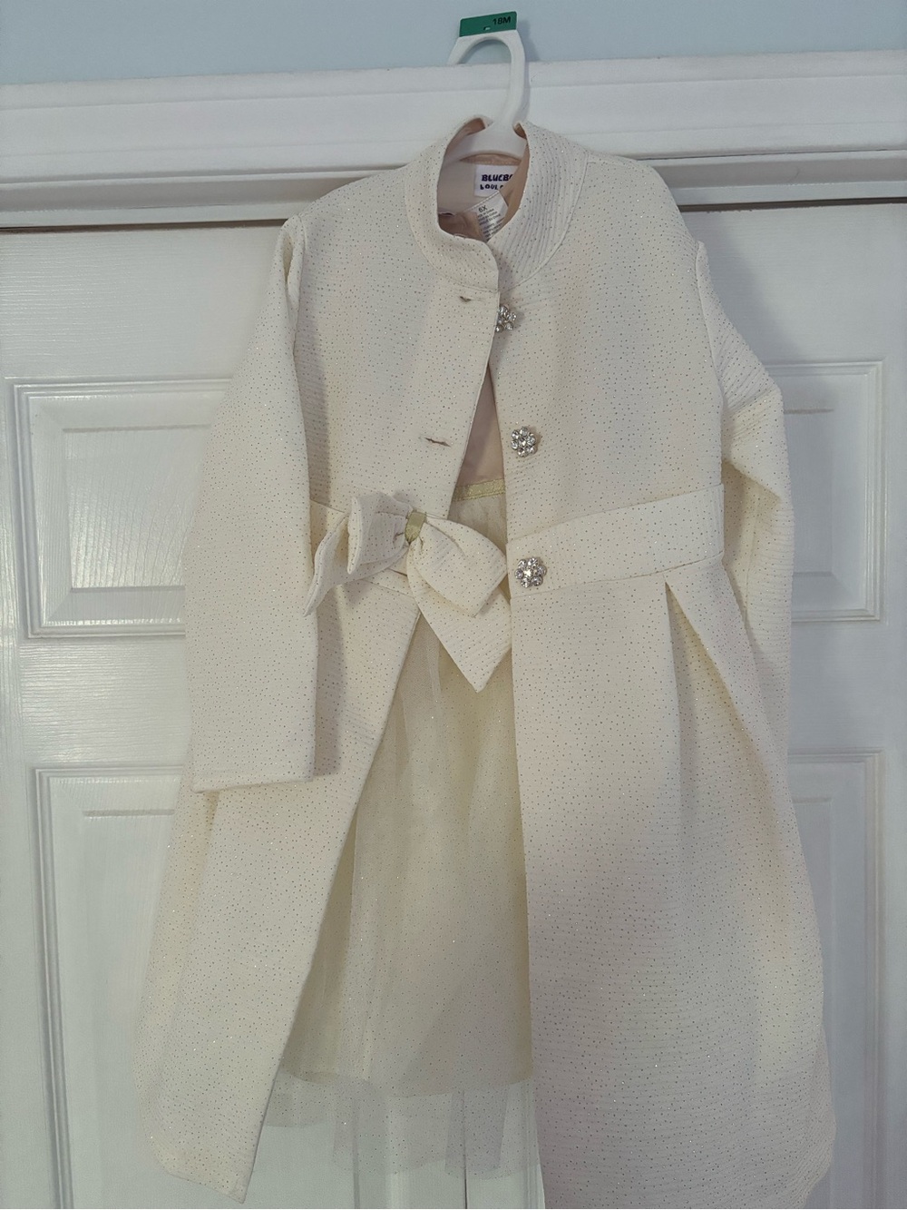 Blueberi Boulevard Cream Formal Girls Coat Dress Set